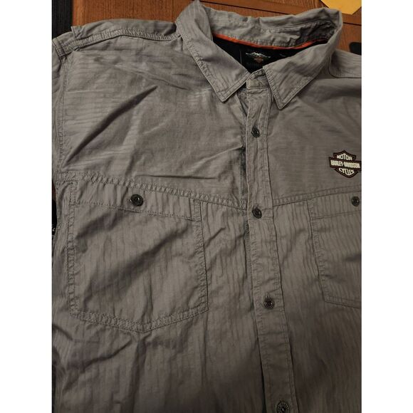 Harley-Davidson 3X Men's Canvas Button Shirt , Gray - Picture 1 of 9
